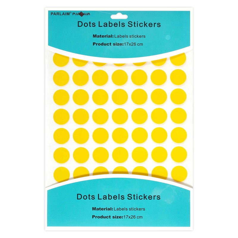 PARLAIM 1050 3/4"" Round Color Coding Circle Dot Labels Sticker  15 Sheets  0.75 inch Yellow Sticker - Image 2
